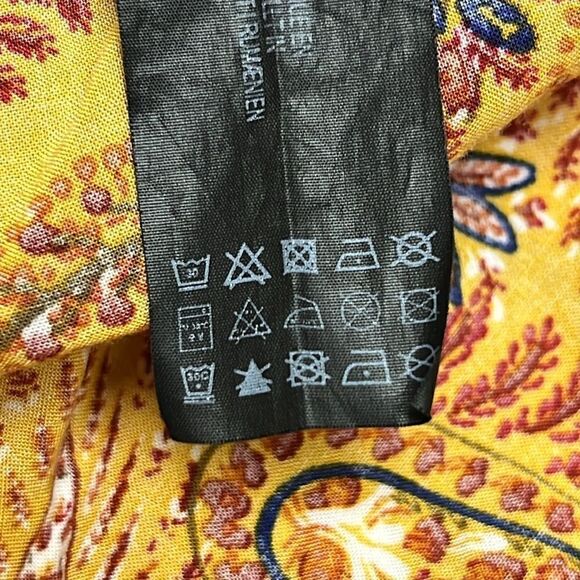 ZARA Women Collection Floral Asymmetrical Short Sleeve Button Down Boho MIDI-Lrg - Picture 12 of 13